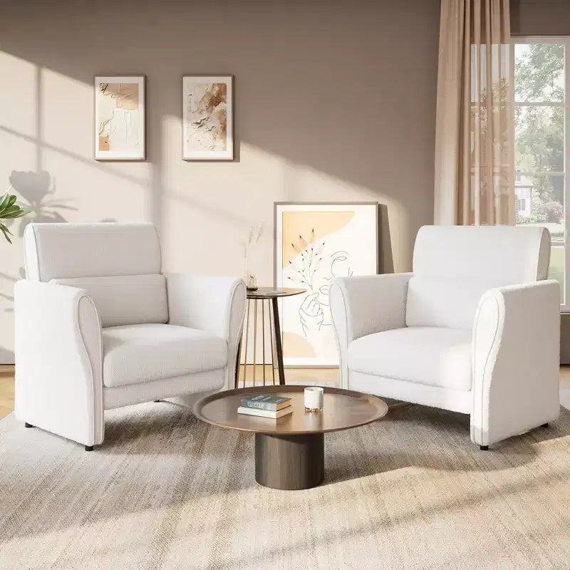 GustoWave Mid-Century Fabric Sofa Accent Chair, Upholstered Velvet Reading Armchair for Living Room
