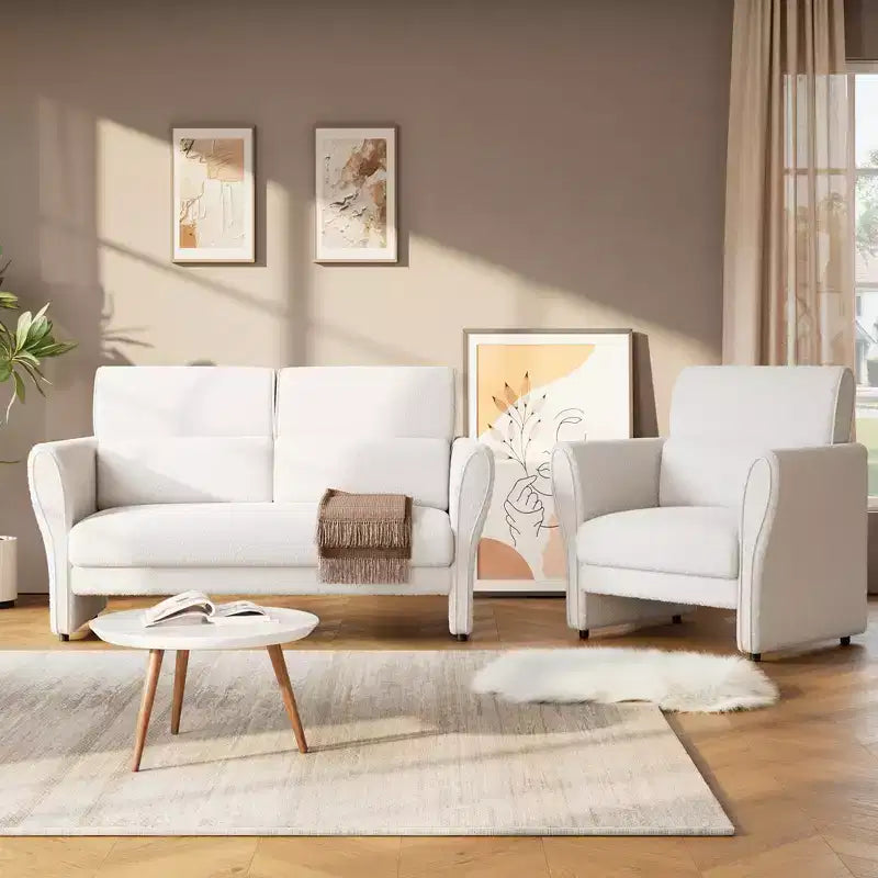 GustoWave Mid-Century Fabric Sofa Accent Chair, Upholstered Velvet Reading Armchair for Living Room