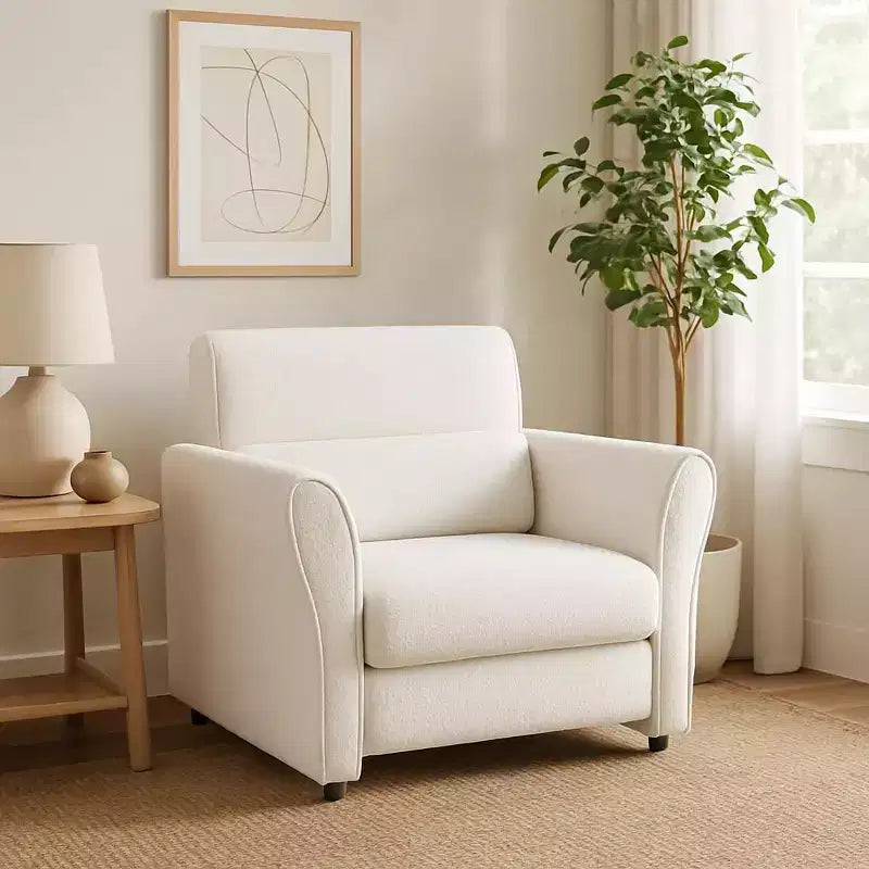 GustoWave Mid-Century Fabric Sofa Accent Chair, Upholstered Velvet Reading Armchair for Living Room