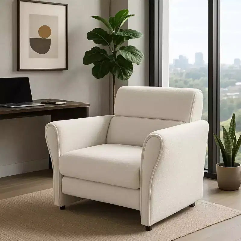 GustoWave Mid-Century Fabric Sofa Accent Chair, Upholstered Velvet Reading Armchair for Living Room