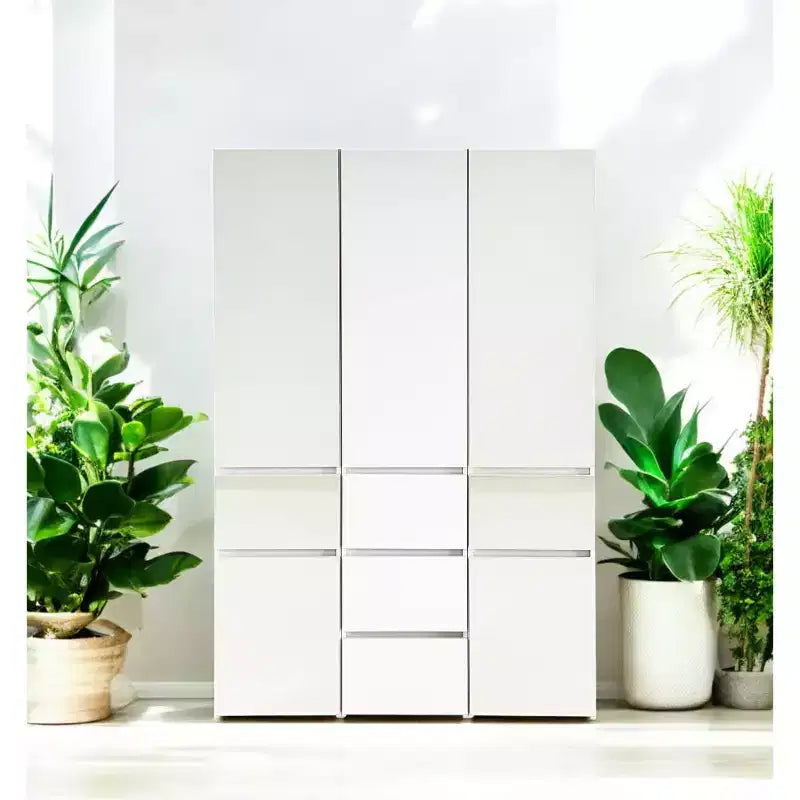 HomeStock 70.9 in.H x 17.72 in.W White Wood Composite Closet System for Universal Storage with Storage Bins