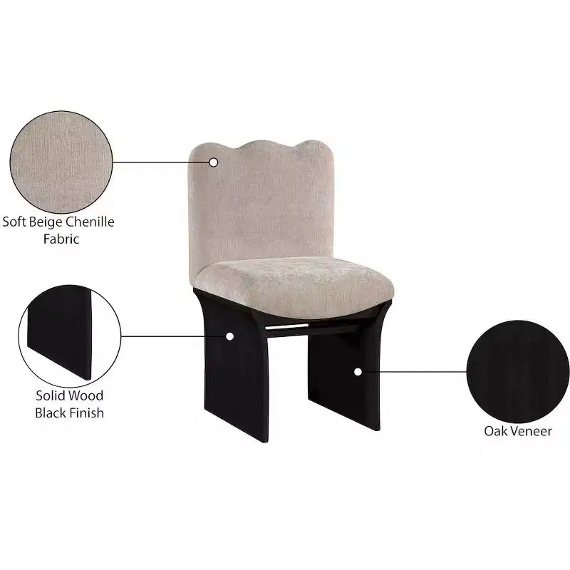 Meridina Furniture,Shaw Beige Chenille Fabric Upholstered Dining Chair