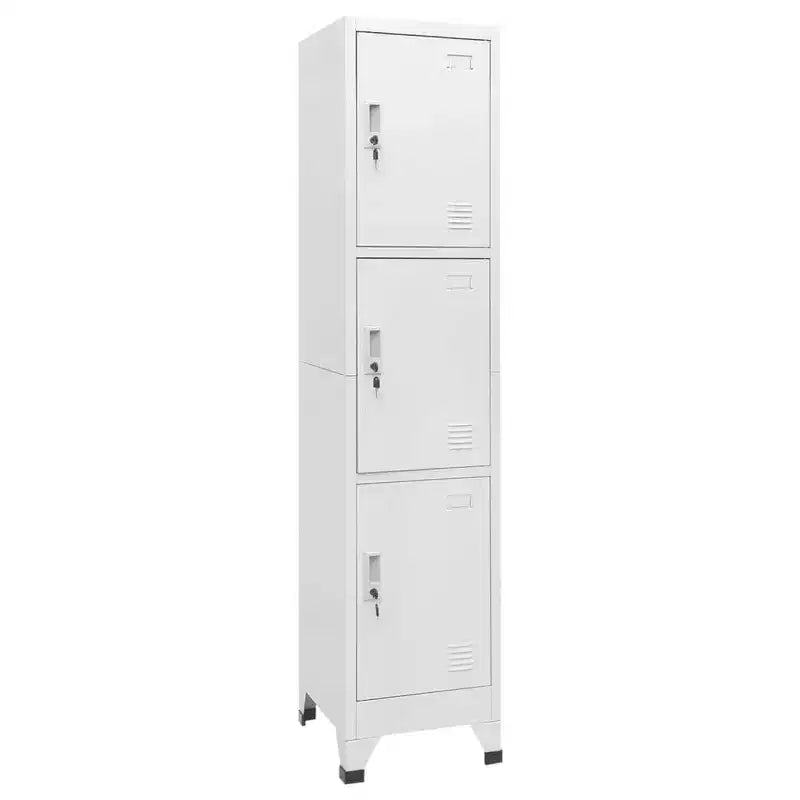 vidaXL Steel Locker Cabinet with 3 Compartments - Resistant, Easy Assembly, Secure Storage, and Easy Cleaning