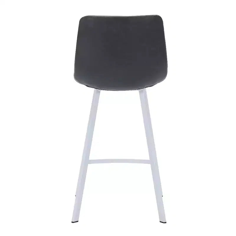 LeisureMod Elland Leather Bar Stool  Modern Counter Height Stool with White Stainless Steel Legs for Kitchen Island or Home Bar Set of 2