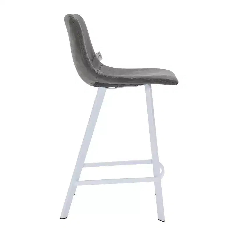 LeisureMod Elland Leather Bar Stool  Modern Counter Height Stool with White Stainless Steel Legs for Kitchen Island or Home Bar Set of 2