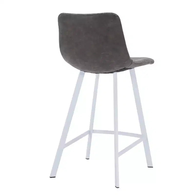 LeisureMod Elland Leather Bar Stool  Modern Counter Height Stool with White Stainless Steel Legs for Kitchen Island or Home Bar Set of 2