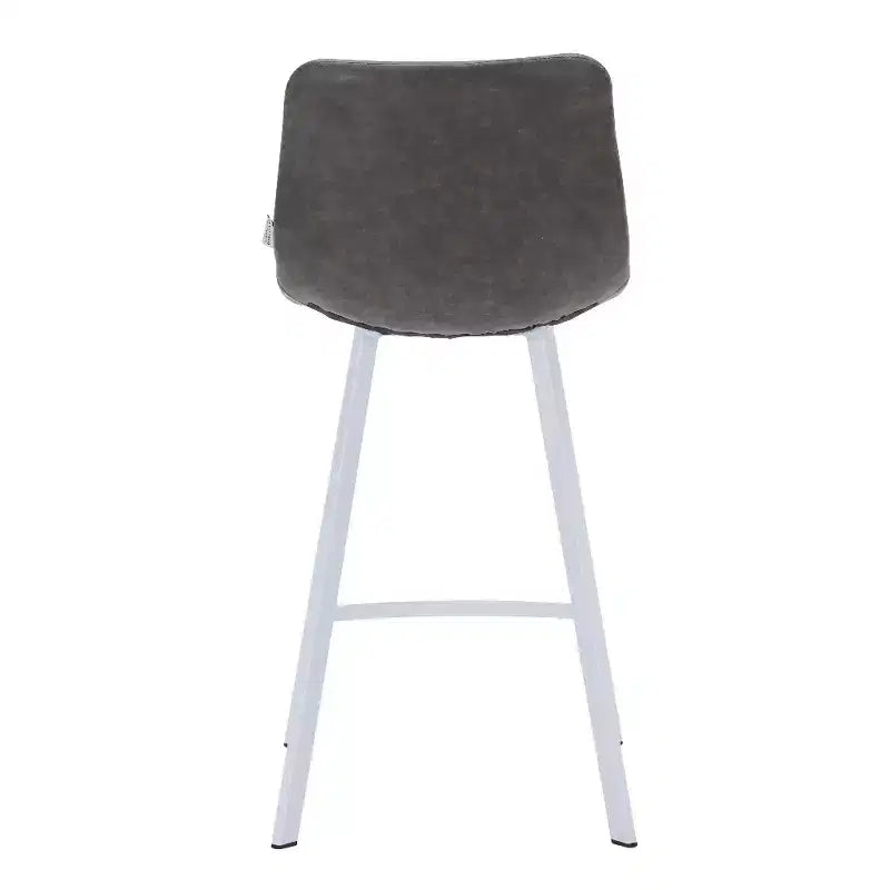 LeisureMod Elland Leather Bar Stool  Modern Counter Height Stool with White Stainless Steel Legs for Kitchen Island or Home Bar Set of 2
