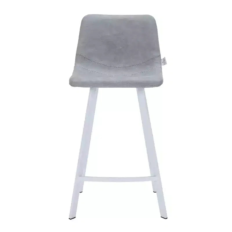 LeisureMod Elland Leather Bar Stool  Modern Counter Height Stool with White Stainless Steel Legs for Kitchen Island or Home Bar Set of 2