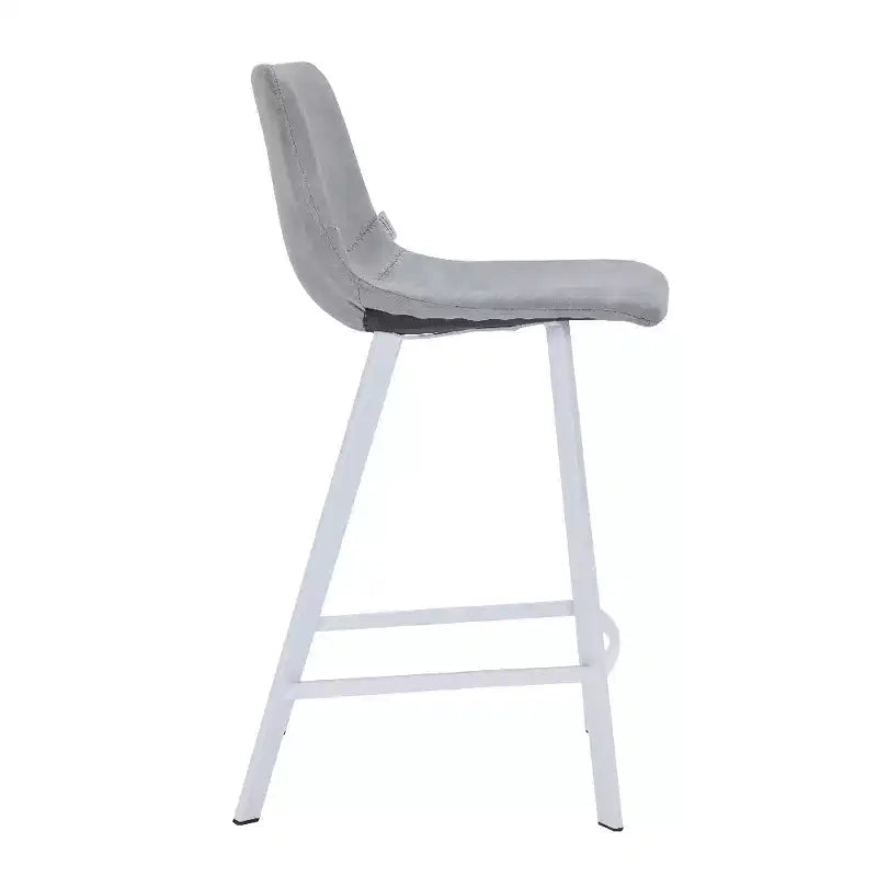 LeisureMod Elland Leather Bar Stool  Modern Counter Height Stool with White Stainless Steel Legs for Kitchen Island or Home Bar Set of 2