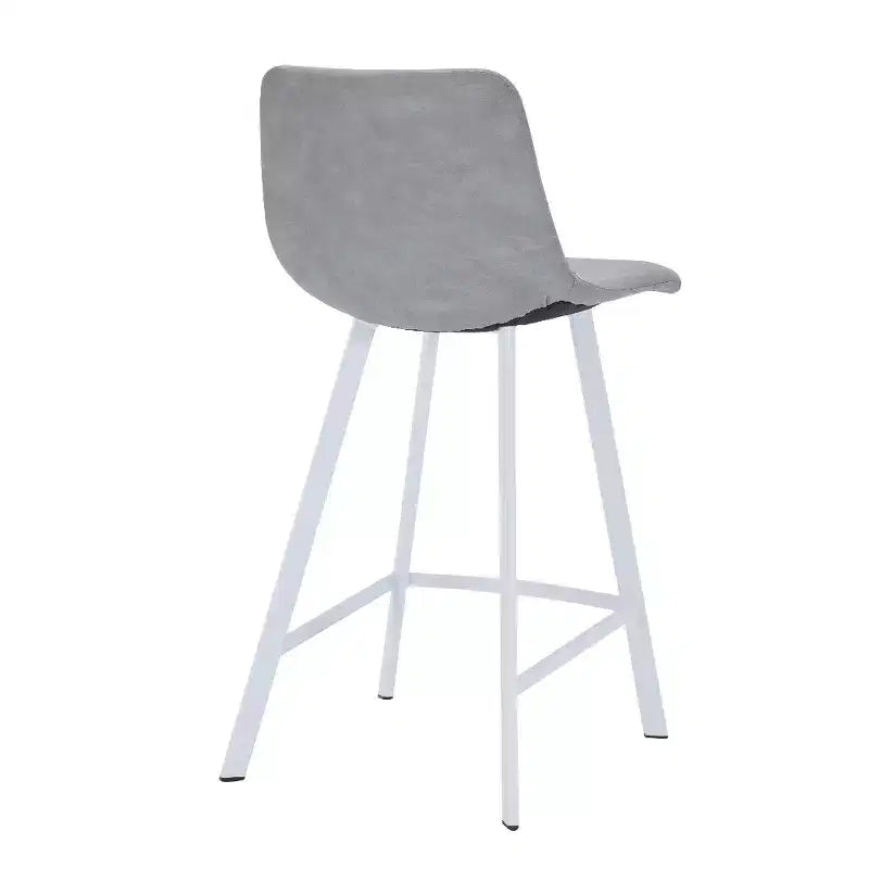 LeisureMod Elland Leather Bar Stool  Modern Counter Height Stool with White Stainless Steel Legs for Kitchen Island or Home Bar Set of 2
