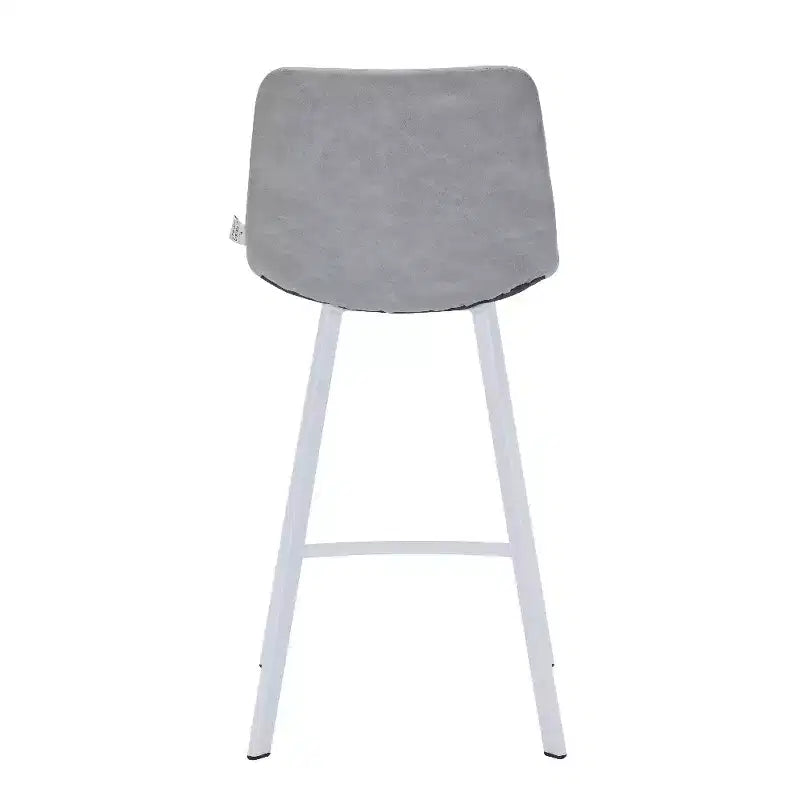 LeisureMod Elland Leather Bar Stool  Modern Counter Height Stool with White Stainless Steel Legs for Kitchen Island or Home Bar Set of 2