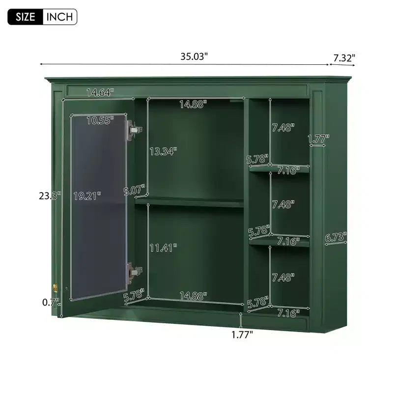 Okak Modern Wall Mounted Bathroom Cabinet with Mirror & 6 Open Shelves,Medicine Cabinet Mirror Cabinet for Bathroom