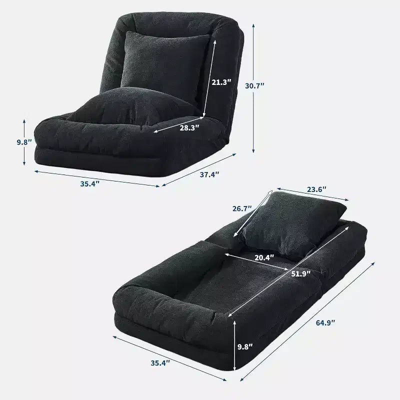 Human Dog Bed for Adult, Comfy Lazy Sofa Bed with 2 Pillows & 5 Adjustable Position, Chenille Upholstered Lounge Chair for Living Room Bedroom