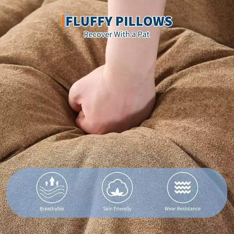Human Dog Bed for Adult, Comfy Lazy Sofa Bed with 2 Pillows & 5 Adjustable Position, Chenille Upholstered Lounge Chair for Living Room Bedroom