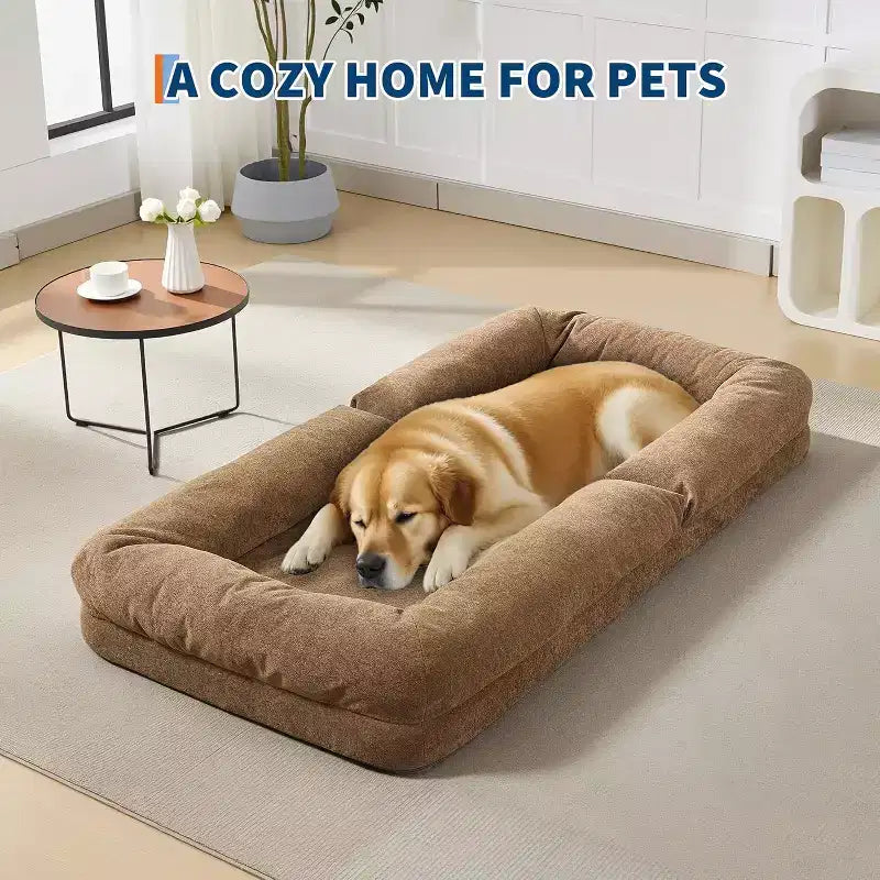 Human Dog Bed for Adult, Comfy Lazy Sofa Bed with 2 Pillows & 5 Adjustable Position, Chenille Upholstered Lounge Chair for Living Room Bedroom