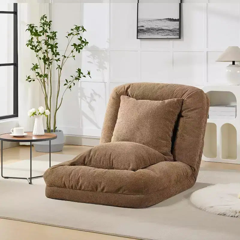 Human Dog Bed for Adult, Comfy Lazy Sofa Bed with 2 Pillows & 5 Adjustable Position, Chenille Upholstered Lounge Chair for Living Room Bedroom