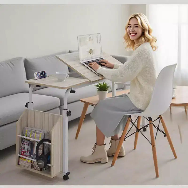 Overbed Table with Wheels, 47.24 in Laptop Desk Cart, Table Over The Bed Table Adjustable Height and Length for Hospital and Home use