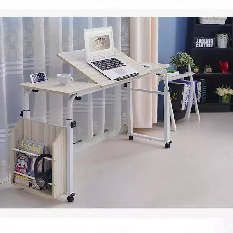 Overbed Table with Wheels, 47.24 in Laptop Desk Cart, Table Over The Bed Table Adjustable Height and Length for Hospital and Home use