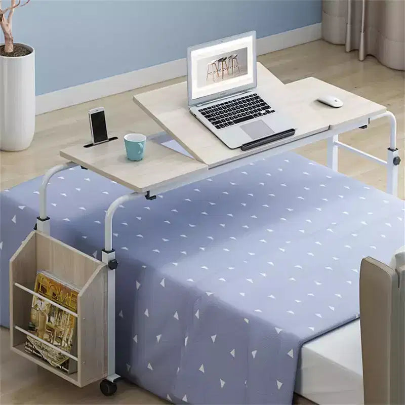 Overbed Table with Wheels, 47.24 in Laptop Desk Cart, Table Over The Bed Table Adjustable Height and Length for Hospital and Home use