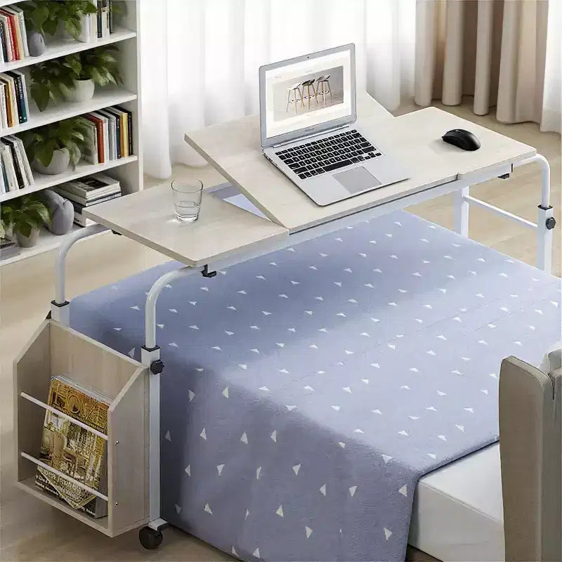 Overbed Table with Wheels, 47.24 in Laptop Desk Cart, Table Over The Bed Table Adjustable Height and Length for Hospital and Home use