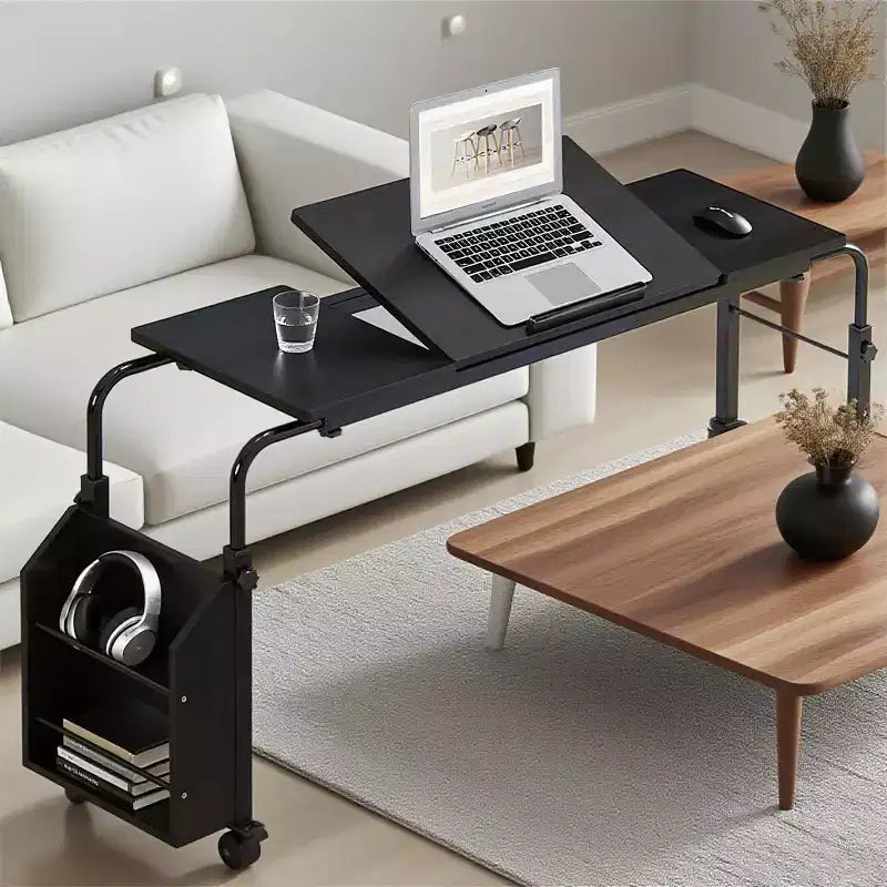 Overbed Table with Wheels, 47.24 in Laptop Desk Cart, Table Over The Bed Table Adjustable Height and Length for Hospital and Home use