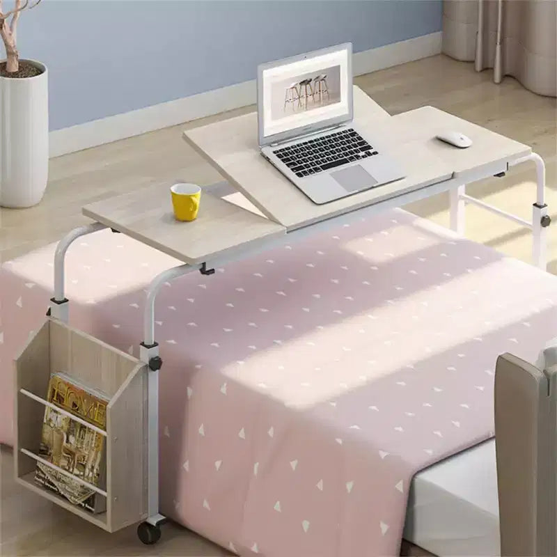 Overbed Table with Wheels, 47.24 in Laptop Desk Cart, Table Over The Bed Table Adjustable Height and Length for Hospital and Home use