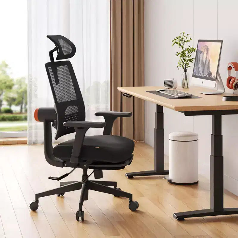 Ergonomic Chair with Footrest - Home Office Chair with Lumbar Support, 4D Armrest, Seat Depth & Height Adjustable - MAGICH-BP+LAPD-BLACK