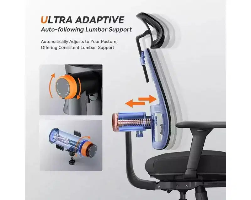 Ergonomic Chair with Footrest - Home Office Chair with Lumbar Support, 4D Armrest, Seat Depth & Height Adjustable - MAGICH-BP+LAPD-BLACK