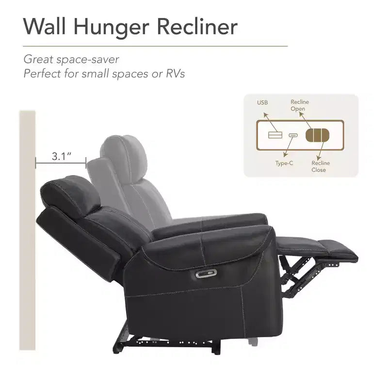 Wall Hugger Power Recliner with USB Ports