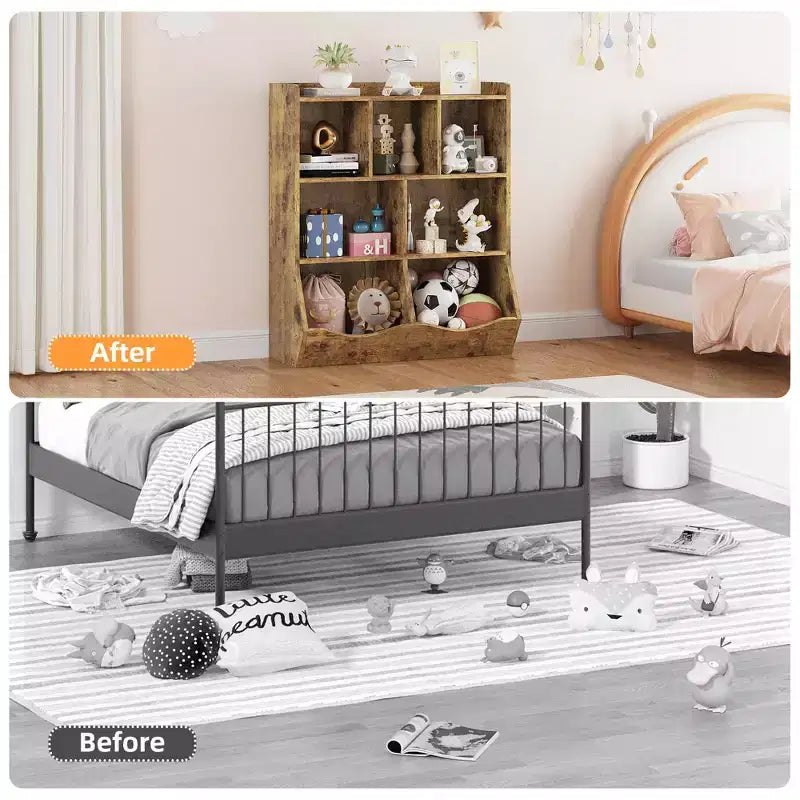 Children's three-layer bookshelf, children's bookshelf with storage cabinets, toy storage rack, suitable for playrooms, children's rooms