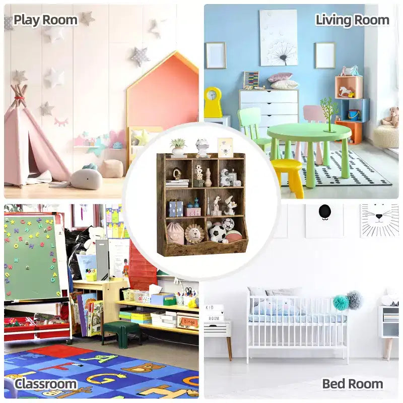 Children's three-layer bookshelf, children's bookshelf with storage cabinets, toy storage rack, suitable for playrooms, children's rooms
