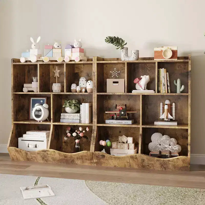 Children's three-layer bookshelf, children's bookshelf with storage cabinets, toy storage rack, suitable for playrooms, children's rooms