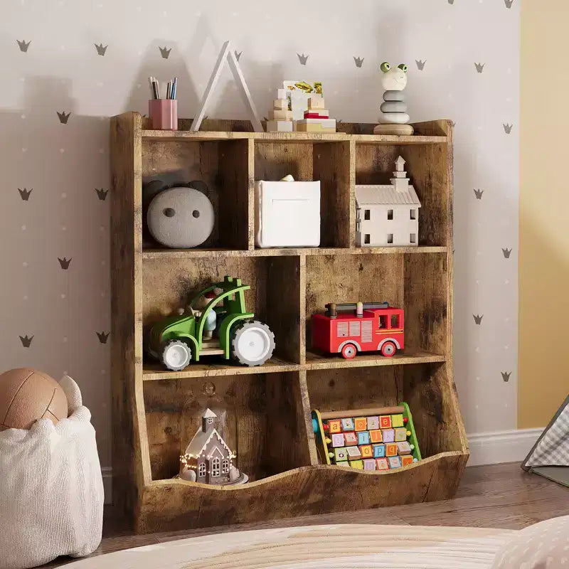 Children's three-layer bookshelf, children's bookshelf with storage cabinets, toy storage rack, suitable for playrooms, children's rooms