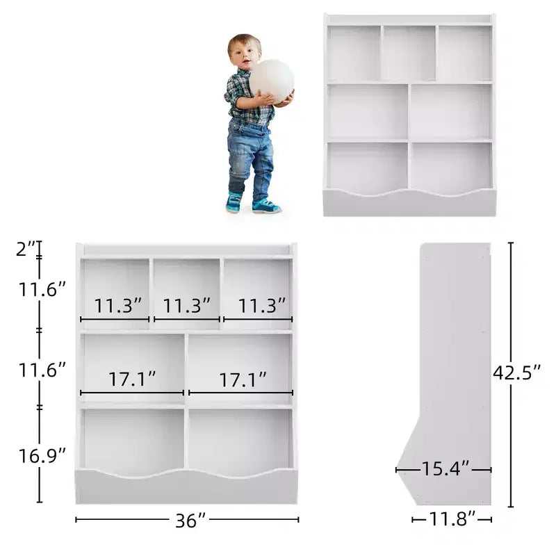 Children's three-layer bookshelf, children's bookshelf with storage cabinets, toy storage rack, suitable for playrooms, children's rooms