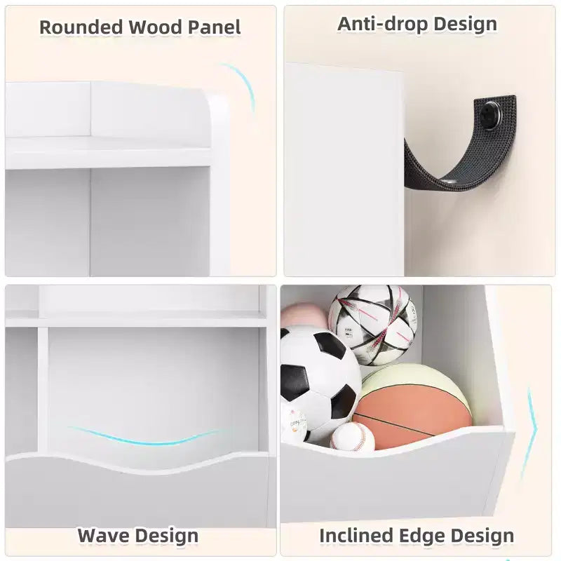 Children's three-layer bookshelf, children's bookshelf with storage cabinets, toy storage rack, suitable for playrooms, children's rooms