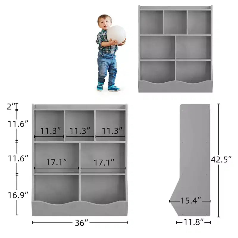 Children's three-layer bookshelf, children's bookshelf with storage cabinets, toy storage rack, suitable for playrooms, children's rooms