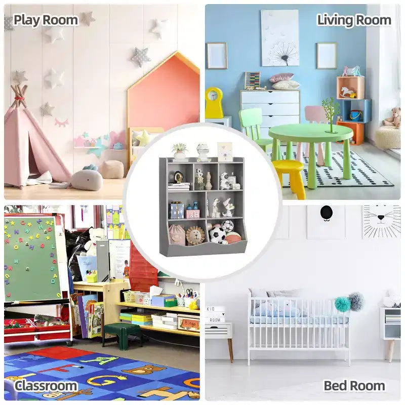 Children's three-layer bookshelf, children's bookshelf with storage cabinets, toy storage rack, suitable for playrooms, children's rooms