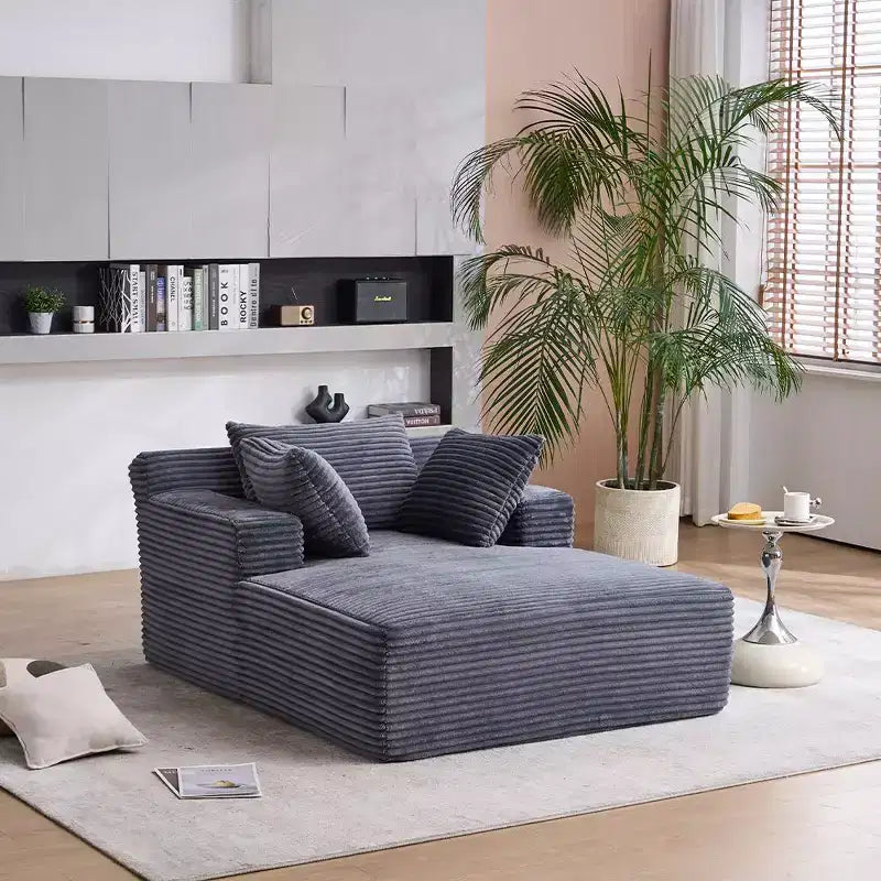 Okak Modern Oversized Corduroy Longue Sleeper Sofa Chair with Pillows,Deep Seat Single Sofa for Living Room,Apartment,Guestroom