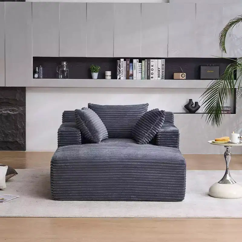 Okak Modern Oversized Corduroy Longue Sleeper Sofa Chair with Pillows,Deep Seat Single Sofa for Living Room,Apartment,Guestroom
