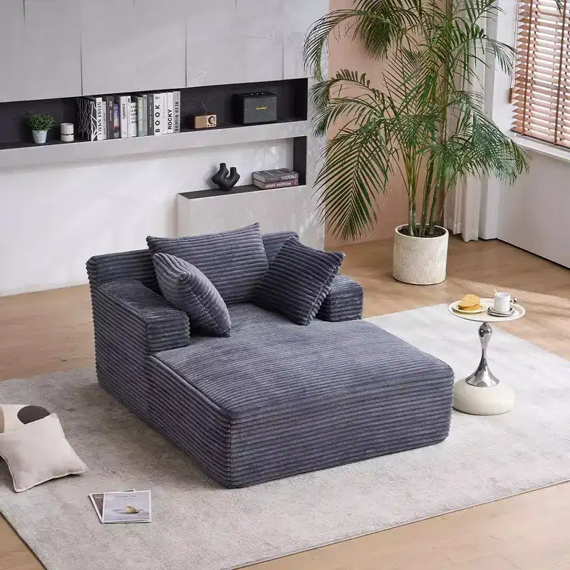Okak Modern Oversized Corduroy Longue Sleeper Sofa Chair with Pillows,Deep Seat Single Sofa for Living Room,Apartment,Guestroom