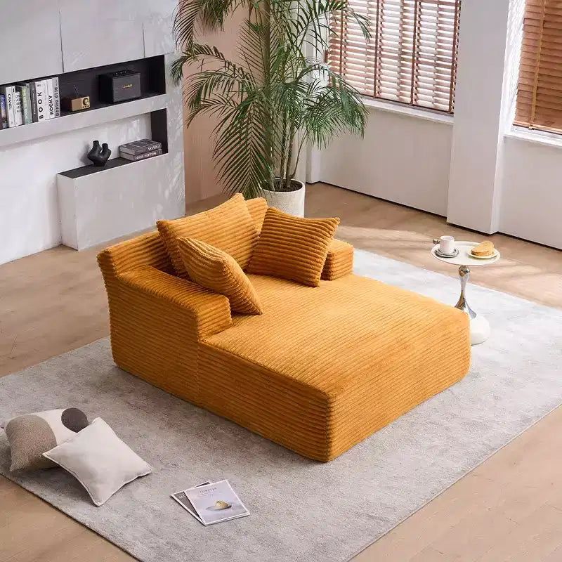 Okak Modern Oversized Corduroy Longue Sleeper Sofa Chair with Pillows,Deep Seat Single Sofa for Living Room,Apartment,Guestroom