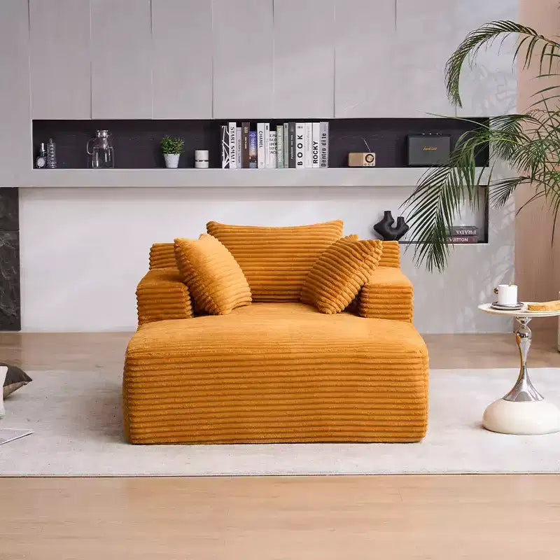 Okak Modern Oversized Corduroy Longue Sleeper Sofa Chair with Pillows,Deep Seat Single Sofa for Living Room,Apartment,Guestroom