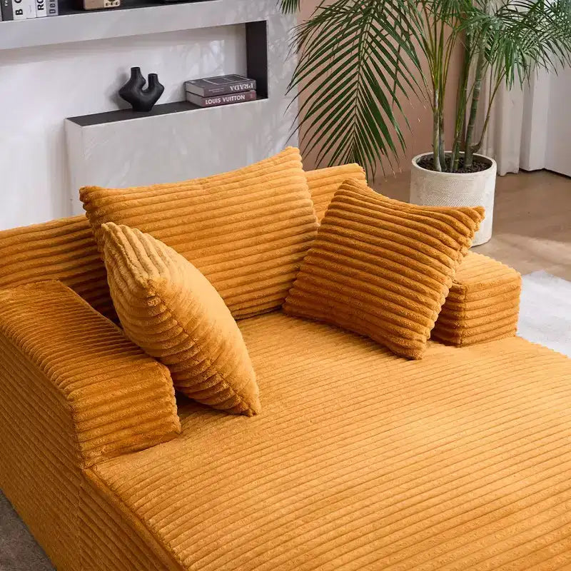 Okak Modern Oversized Corduroy Longue Sleeper Sofa Chair with Pillows,Deep Seat Single Sofa for Living Room,Apartment,Guestroom