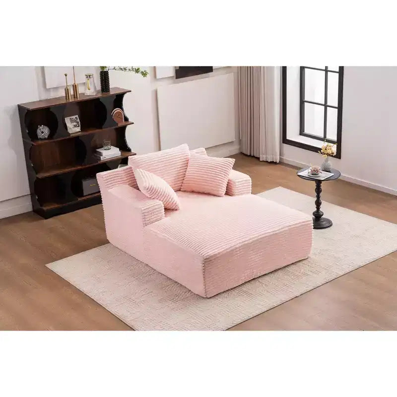Okak Modern Oversized Corduroy Longue Sleeper Sofa Chair with Pillows,Deep Seat Single Sofa for Living Room,Apartment,Guestroom