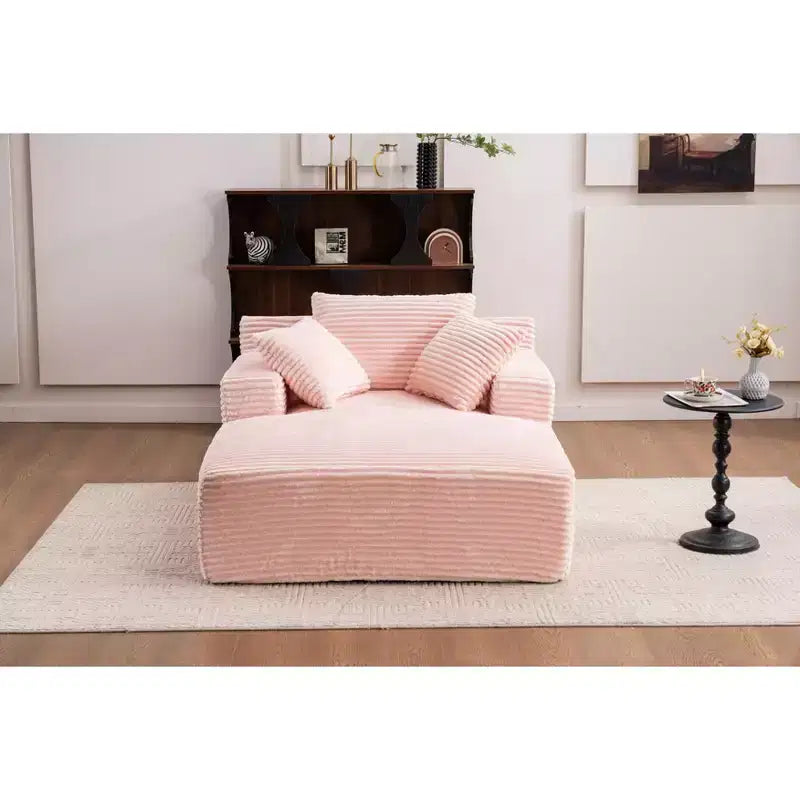 Okak Modern Oversized Corduroy Longue Sleeper Sofa Chair with Pillows,Deep Seat Single Sofa for Living Room,Apartment,Guestroom