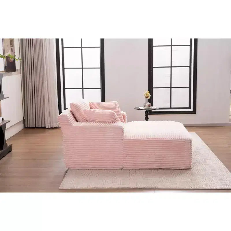 Okak Modern Oversized Corduroy Longue Sleeper Sofa Chair with Pillows,Deep Seat Single Sofa for Living Room,Apartment,Guestroom