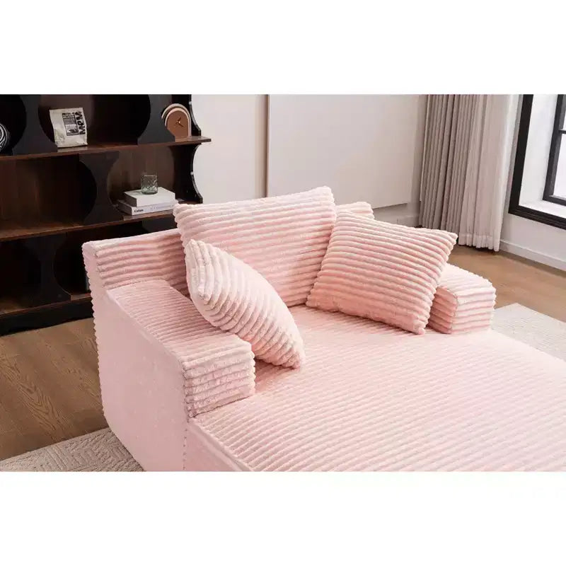 Okak Modern Oversized Corduroy Longue Sleeper Sofa Chair with Pillows,Deep Seat Single Sofa for Living Room,Apartment,Guestroom