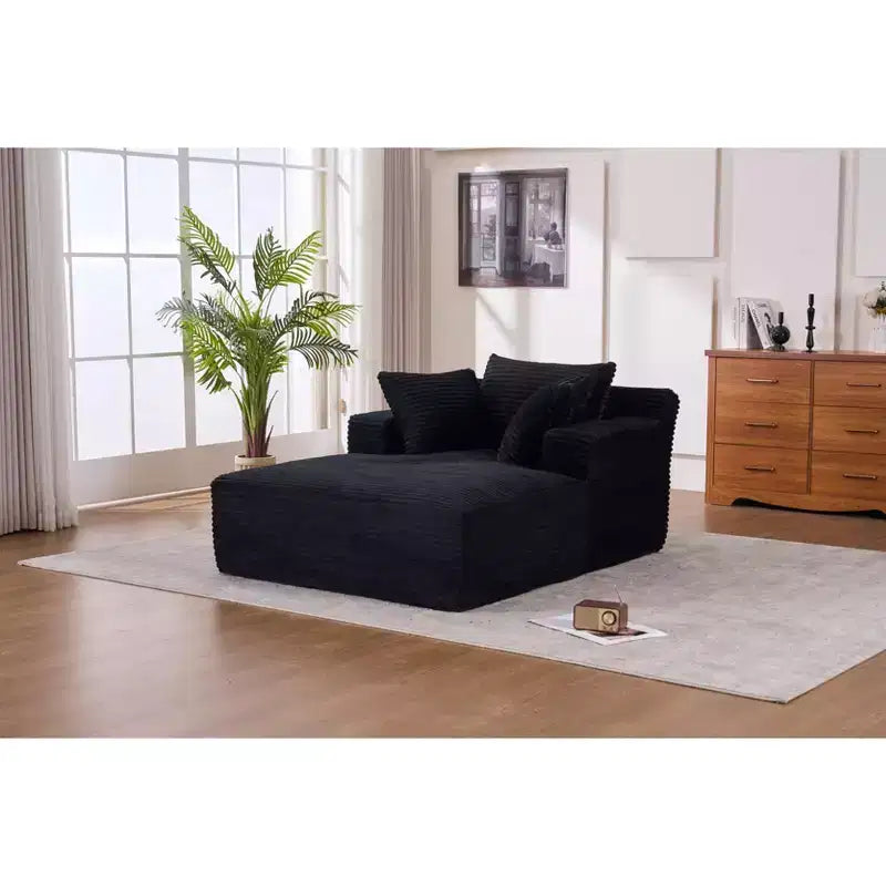 Okak Modern Oversized Corduroy Longue Sleeper Sofa Chair with Pillows,Deep Seat Single Sofa for Living Room,Apartment,Guestroom