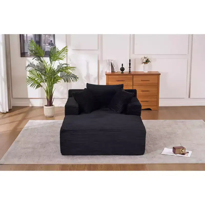Okak Modern Oversized Corduroy Longue Sleeper Sofa Chair with Pillows,Deep Seat Single Sofa for Living Room,Apartment,Guestroom