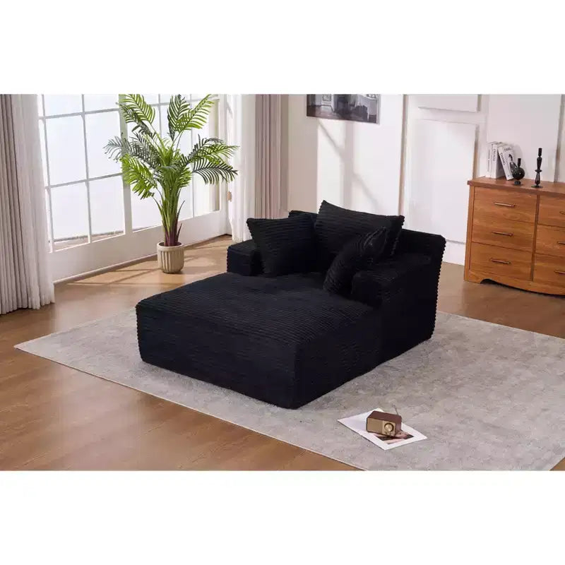 Okak Modern Oversized Corduroy Longue Sleeper Sofa Chair with Pillows,Deep Seat Single Sofa for Living Room,Apartment,Guestroom